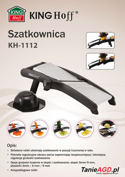 Prerëse perimesh KingHoff Mandoline KH-1112, tehe inoksi, plastike, e bardhë