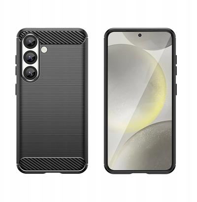 Mbrojtëse telefoni Hurtel Carbon Case për Samsung Galaxy S25 Edge, silikoni, e zezë