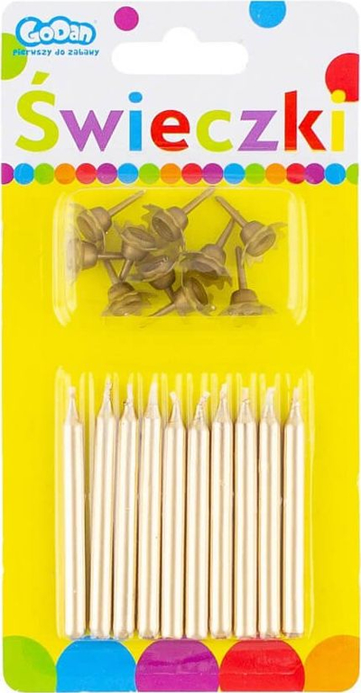 Qirinj për tortë, dekorativi Svky Cake Candles, set me 10 copa, 5 cm, ngjyrë ari