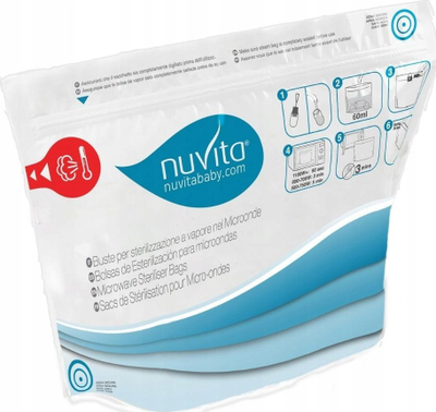 Qese sterilizimi për mikrovalë Nuvita, 5 copë, të ripërdorshme