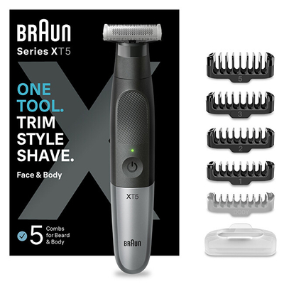Trimmer për mjekër Braun Series X XT5100, pa kabllo, i zi gri