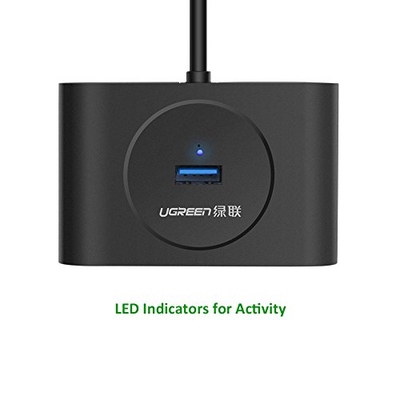 Hub USB Ugreen 4 Porta, USB 3.0, kabllo 1m, ngjyrë e zezë