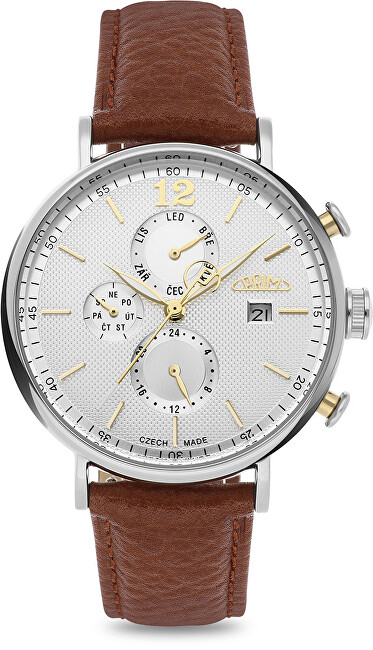 Orë dore për meshkuj Trim Elegance CZ 2023 Automatic W01P.13195.C, e kaftë/e argjendtë