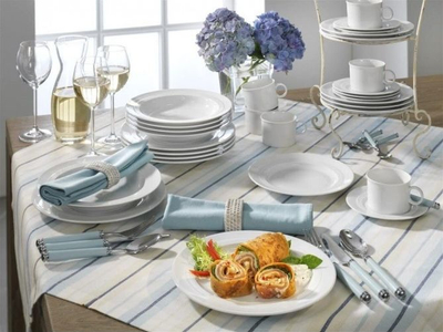Servis porcelani Friesland Jeverland White, 30 copë, për 6 veta, i bardhë