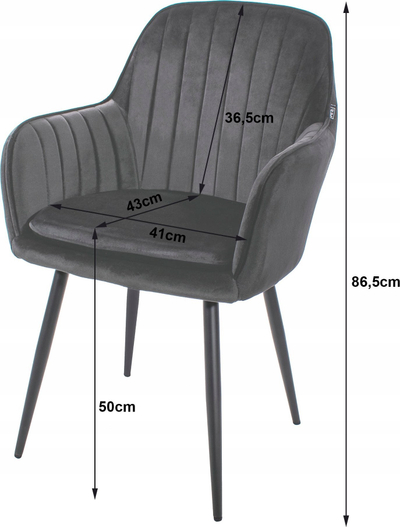 Set karrigesh Lugo Velvet OSKAR, velvet gri argjendtë, kambë të zeza, 2 copa