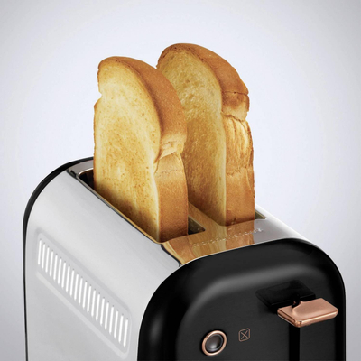 Тостер Morphy Richards Accents, 2 парчиња, функција одмрзнување, црн мат со розе голд