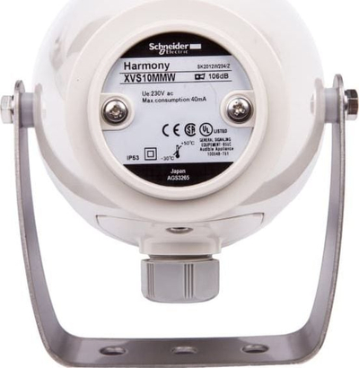 Sirenë zhurmuese Schneider Electric XVS10MMW, 2 tonalitete, 230V AC, e bardhë