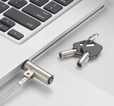 Kabllo sigurie për notebook Techly Wedge Lock, 1.8m, me çelës, argjendtë