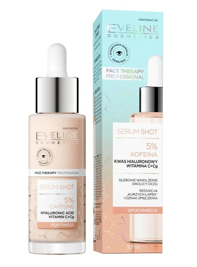 Serum për sy Eveline Cosmetics Serum Shot 5% Caffeine, hidratues, kundër fryrjes, 30 ml