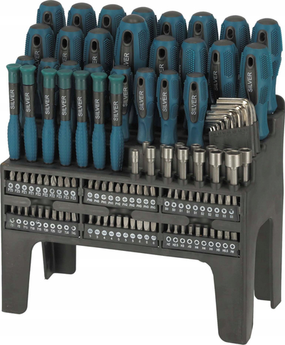 Set kaçavidash Silver EX11589, 122 pjesë, me raft organizues, blu