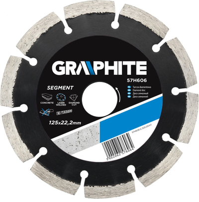 Disk diamant segmentuar Graphite 57H610, 230x22.2mm, për beton, i zi