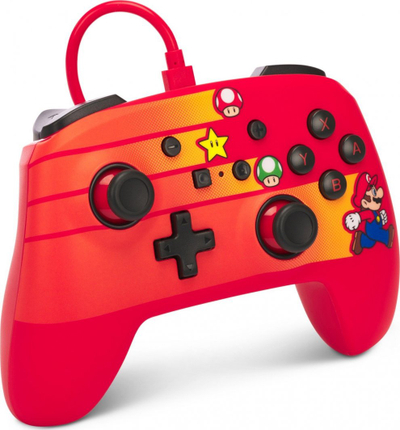 Kontroller PowerA Enhanced Speedster Mario, me kabllo, i kuq