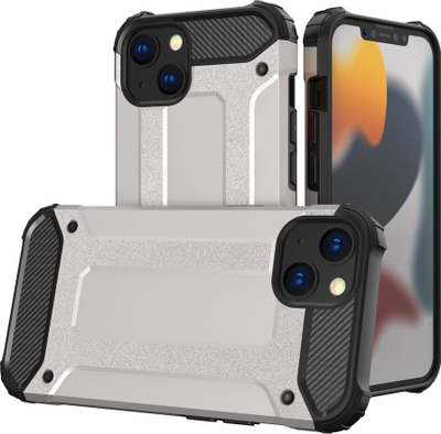 Mbulesë telefoni Hurtel Hybrid Armor për iPhone 13, hibride, argjend