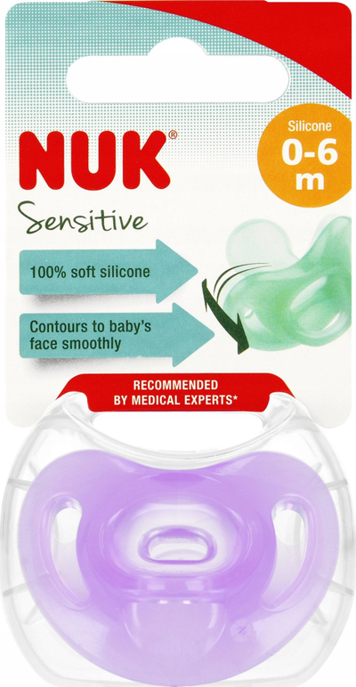 Qetësuese NUK Sensitive Silicone, 0–6 muaj, ortodontike, vjollcë