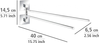 Mbajtës peshqirësh Wenko Double Rod, dy krahë, çelik inox, argjendtë