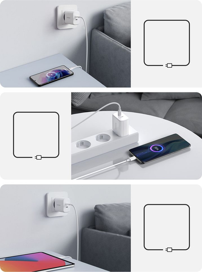 Karikues muri Ugreen 10343, 2x USB C, 20W, i bardhë
