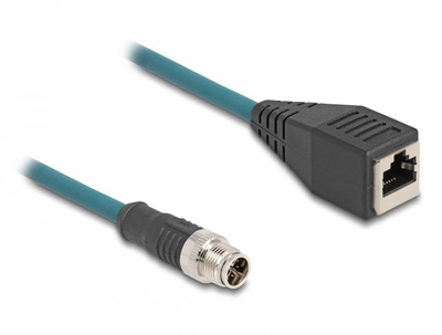 Kabllo rrjeti Delock M12 X Coded, 0.5m, CAT6a S/FTP, e zezë