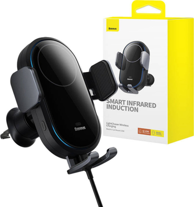 Mbajtëse makine Baseus LightChaser, karikues wireless 15W, për grilë ajri, e zezë
