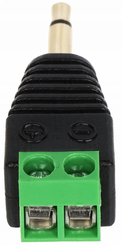 Adapter audio 3.5mm mono, plug jack mashkull në femër, plastik i zi