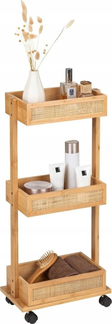 Raft lëvizës banjo WENKO Allegre, 3 rafte, bambu edhe ratan, ngjyrë natyrale
