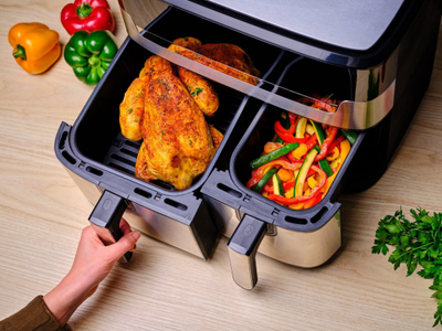 Fritezë me ajër Tefal DualEasy Grill EY905D, dy sirtarë, pa vaj, gri
