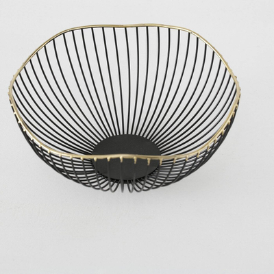 Set shporta dekorative Yoko, metal, 2 copë, të zeza me ari