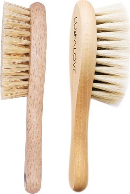 Set furça për bebe LullaLove, 2 copë, qime natyrale, dorezë druri