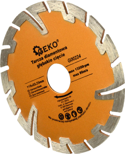 Дијамантска сечачка диск Геко G00224, 115mm, длабоко сечење, сина