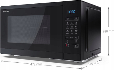 Furrë me mikrovalë Sharp YC-MG252AE-B, 25L, 900W, me skarë, ngjyrë e zezë
