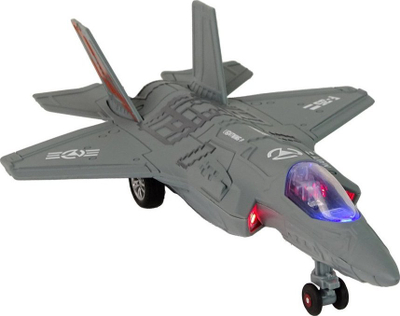 Avion lodër Leantoys me fërkim 1:72, metal, me dritë edhe tinguj, gri e errët
