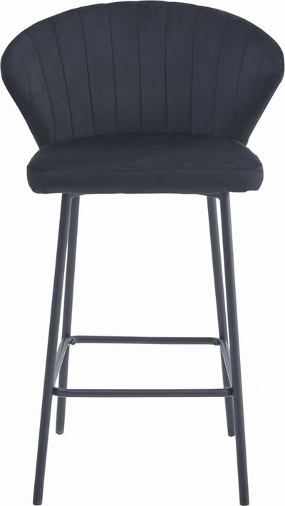 Set stola bari Gatta Black Velour, 3 copë, kadife e zezë, këmbë të zeza
