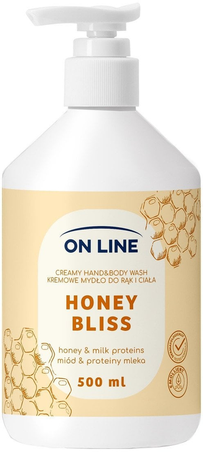 Sapun kremoz për duar e trup ON LINE Honey &amp; Milk Proteins, 500 ml
