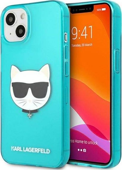 Mbështjellës telefoni Karl Lagerfeld KLHCP13SCHTRB, për iPhone 13 mini, hardcase, blu me shkëlqim