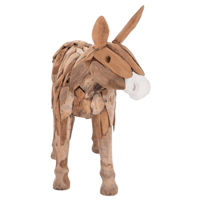 Figurë dekorative gomar HM4387, dru teak i ricikluar, 103x33x99.5 cm, ngjyrë natyrale