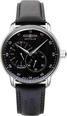 Orë automatike burrash Zeppelin New Captain's Line 8662-2, mban ujë deri 50m, fushë e zezë