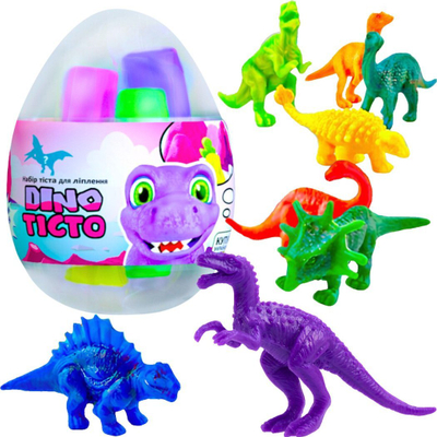Set lodër LovinDo Surprise Dino Egg, 4 plastelina, figurë dinosauri