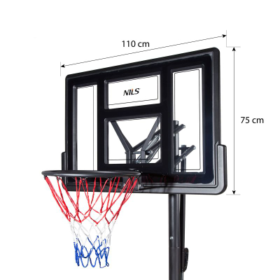 Kosh basketbolli Nils ZDK020, i rregullueshëm 2.45-3.05 m, bazë 75L, i zi