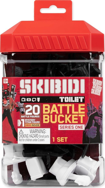 Set figurina lojrash Skibidi Toilet Brand Battle Bucket, 20 figura për t’u mbledh, shumëngjyrëshe
