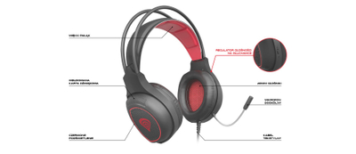 Kufje Natec Genesis Radon 300, 7.1 Surround, të kuqe