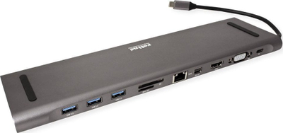 Docking station Roline USB 3.2 Gen 2 Type C, 4K HDMI, LAN, gri e zezë