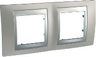 Kornizë dyshe Schneider Unica Top, 2 vende, nickel, horizontale