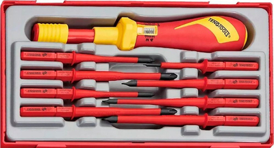 Портабилен сет алат Teng Tools 37 делови, изолиран EN 60900, со кутија за носење, црвен