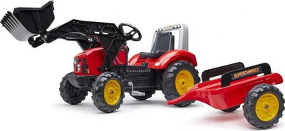 Traktor lodër Falk Backhoe Supercharger 2020M, me pedale, me rimorkjo, i kuq