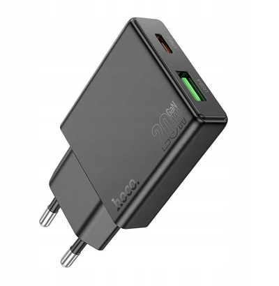 Karikues muri Hoco N38, 20W, USB A dhe USB C PD QC3.0, i zi
