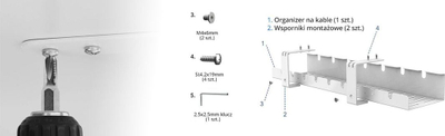 Mbajtës kabllosh Spacetronik Ergoline SPK-520G, 50cm, metal, gri