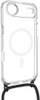 Заштитна футрола Fixed MagPure Neck за iPhone Air, MagSafe, со ремен за врат, проѕирна со црн ремен