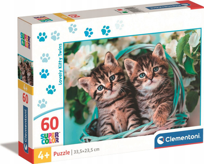 Puzzle Clementoni Lovely Kitty Twins, 60 copa, Supercolor, shumëngjyrësh