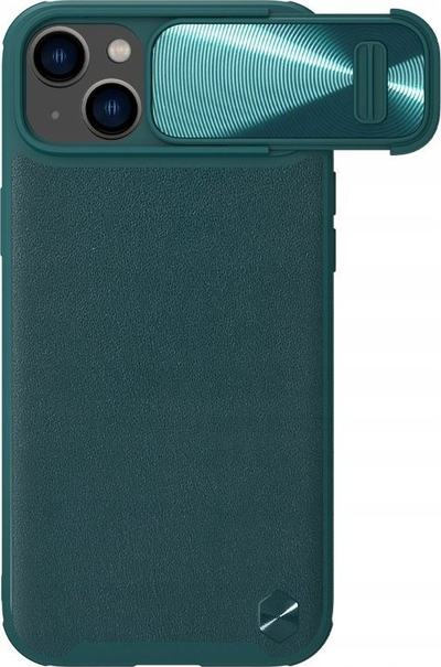 Futrollë Nillkin CamShield Leather S për Apple iPhone 14 Plus, me kapak kamere, jeshile