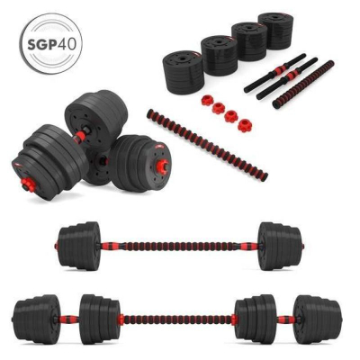 Set peshash HMS SGP40, 40 kg, hantela dhe shufër, ngjyrë e zezë