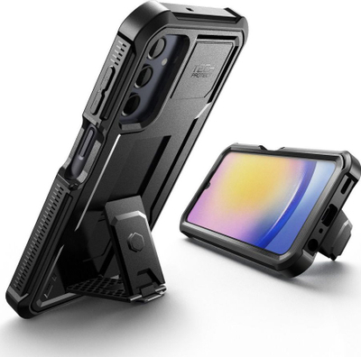 Këllëf telefoni Tech-Protect Kevlar Pro për Galaxy A25 5G, me mbrojtje 360°, me këmbë mbajtëse, i zi
